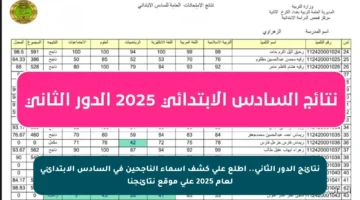 نتائج الدور الثاني.. اطلع على كشف أسماء الناجحين في السادس الابتدائي لعام 2025 على موقع نتائجنا